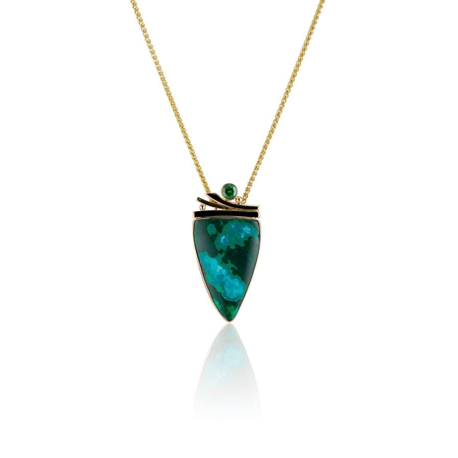 393739 Malachite, Gold and Tourmaline Pendant